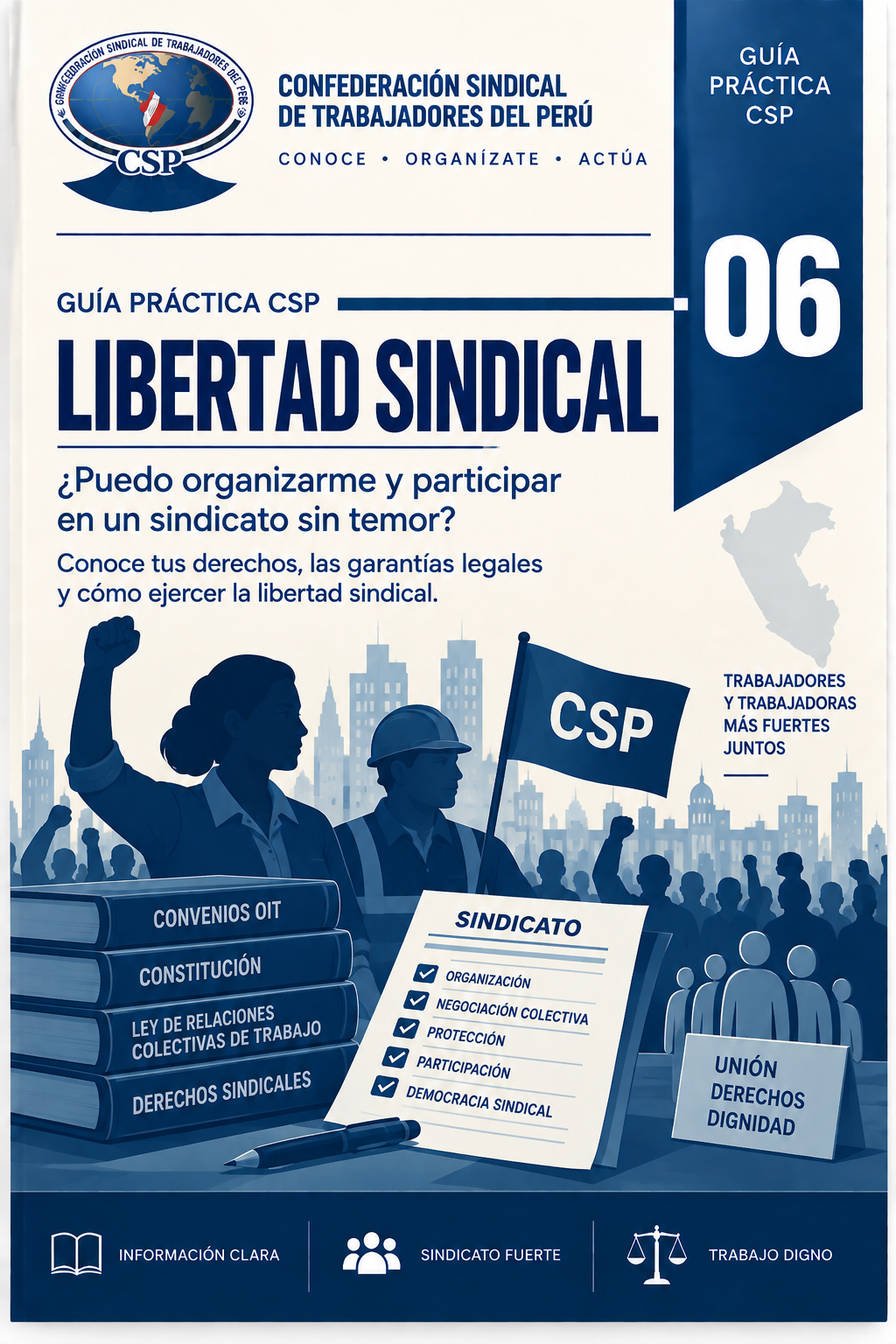 Portada oficial de la Guía CSP 06: LIBERTAD SINDICAL