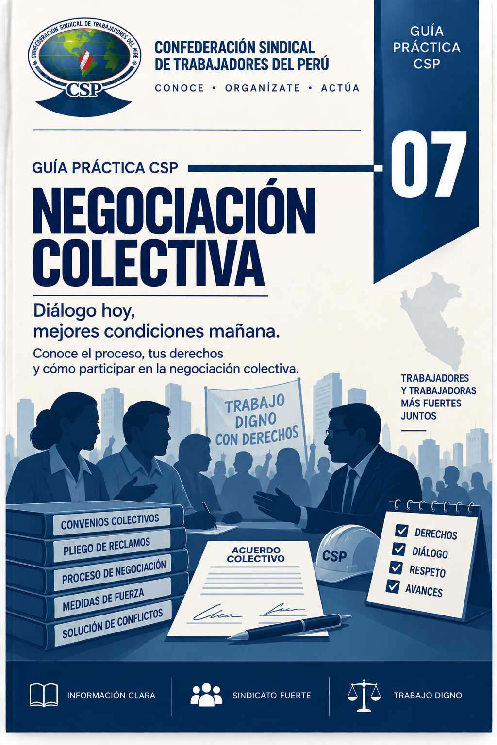 Portada oficial de la Guía CSP 07: NEGOCIACIÓN COLECTIVA