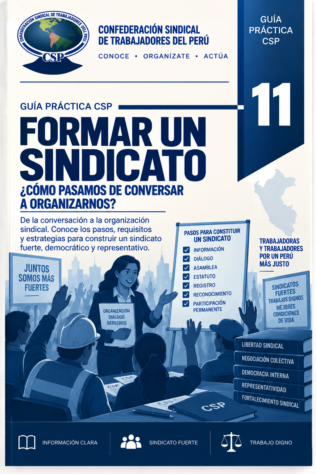 Portada oficial de la Guía CSP 11: FORMAR UN SINDICATO
