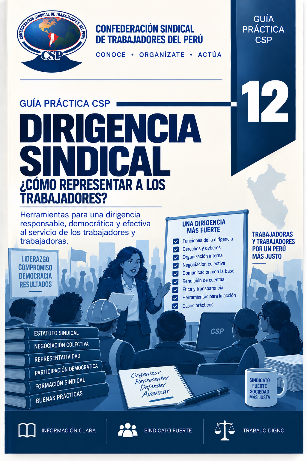 Portada oficial de la Guía CSP 12: DIRIGENCIA SINDICAL